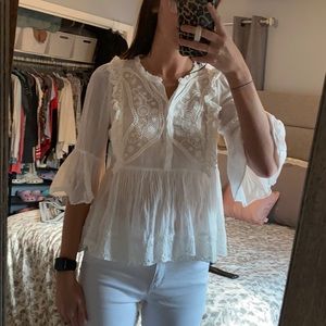 Embroidered ivory top